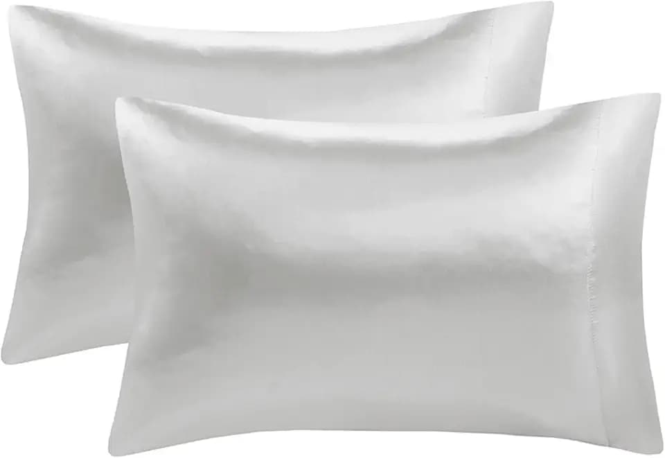 Madison Park Essentials Satin Pillowcase 2 PCS, Silky, Standard Light Grey