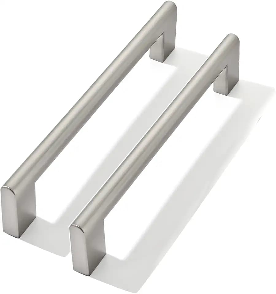 2 Pack 6 Inch Hole Center Brushed Satin Nickel Cabinet pulls Heavy Duty Solid Hardware for bathrooms Dressing Tables cabinets and Kitchen cabinets.