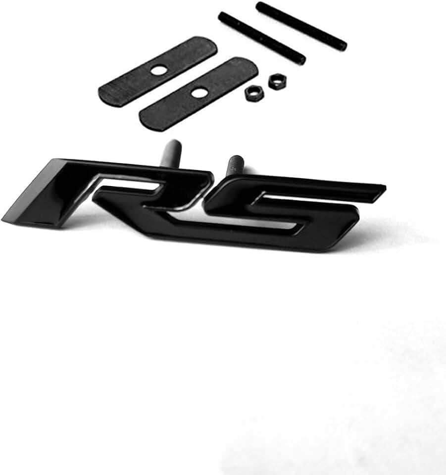 Yoaoo® 1 x OEM Black RS Emblem Grille Plus Aufkleber Badge 3D Allloy für Camaro Chevrolet GM Serie Mattschwarz