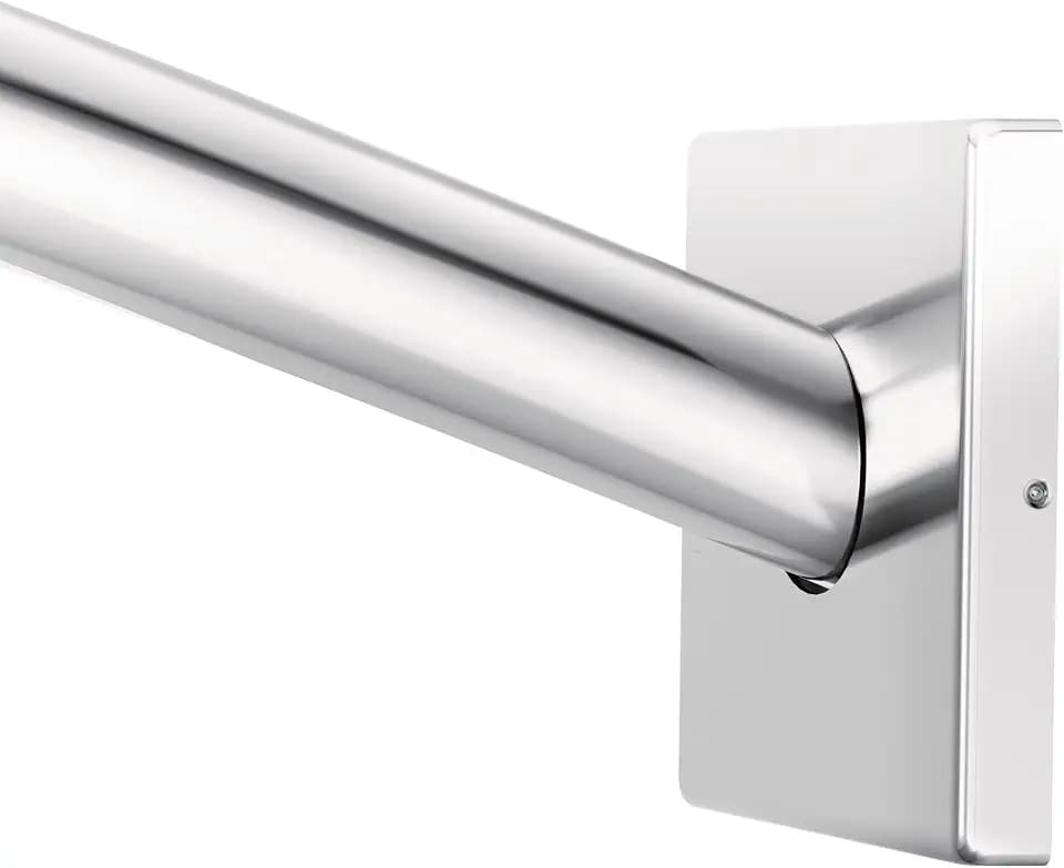 Moen Triva Chrome 5-Foot Curved Fixed Mount Shower Curtain Rod with Pivoting Flanges, CSR2167CH