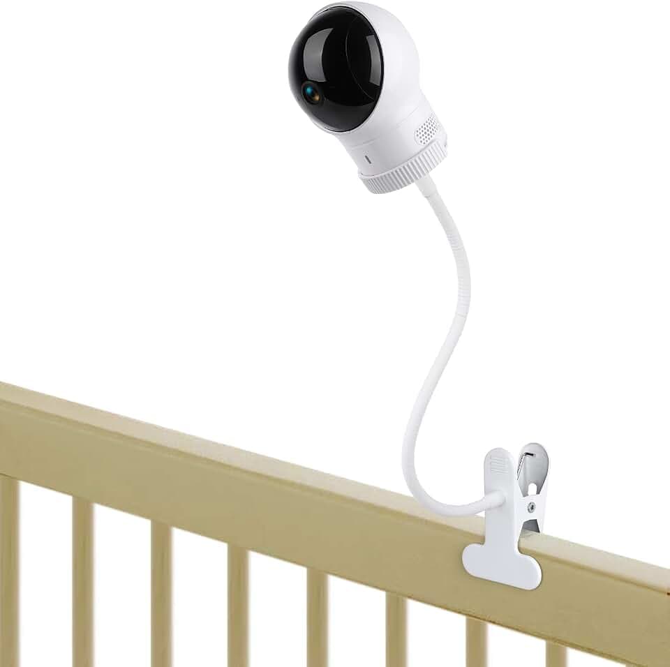 Clip Mount for Eufy Spaceview, Spaceview Pro and Spaceview S video baby monitors, Adjustable Baby Monitor Camera Mount Flexible Gooseneck Baby Monitor Holder for Crib Without Tools or Wall Damage