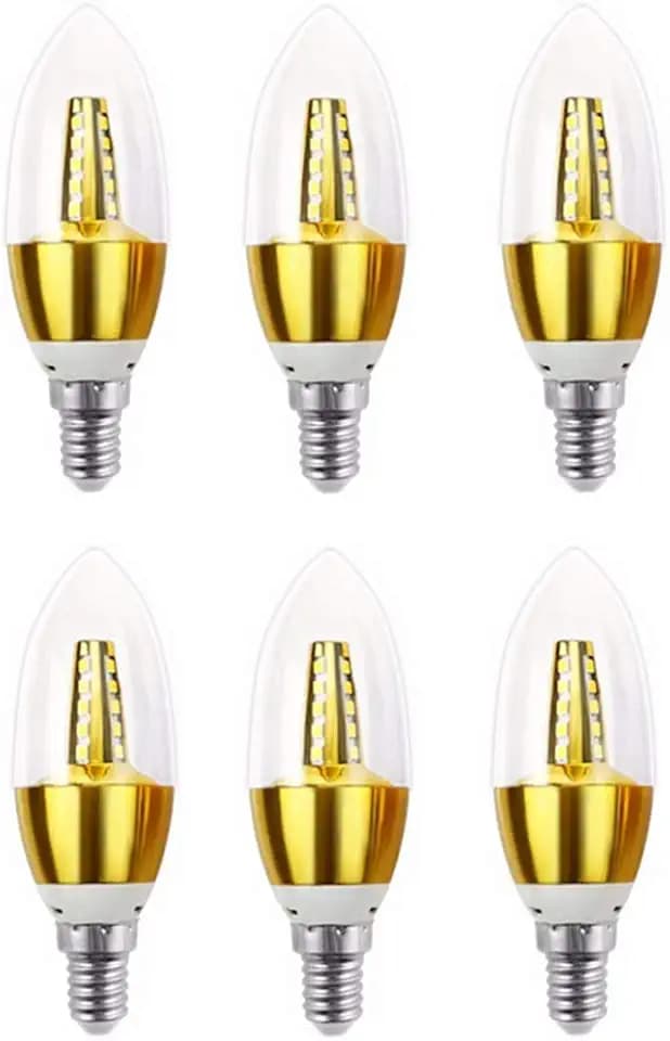 5W LED Candelabra Bulbs E12 Base LED Candle Light Bulbs for Crystal Chandelier Pendant Ceiling Lighting,E12 Small Base,Daylight White 6000K,40W Equivalent,6 Pack