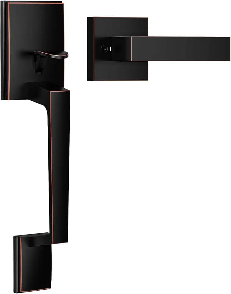 Brightify Oil Rubbed Bronze Front Door Handle No Lock with Modern Lever