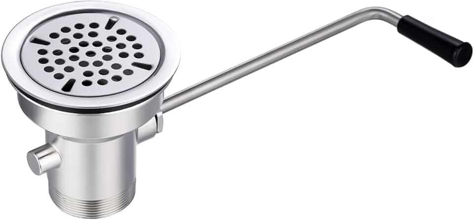 3-1/2" Commercial Sink Drain NO-Overflow, Twist Handle Waste Drain Valve
