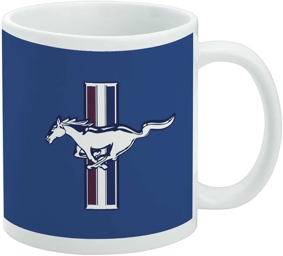 Ford Mustang Logo Ceramic Coffee Mug Gift Mugs for Coffee Tea, 11oz, White
