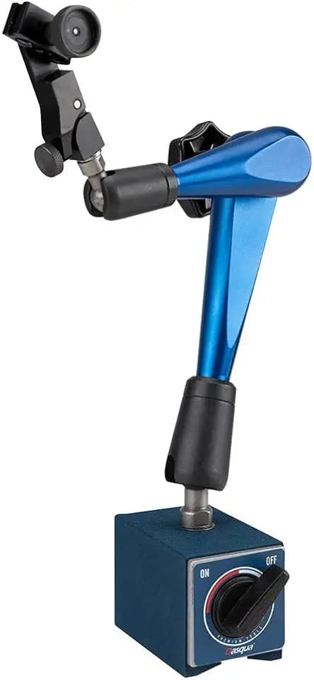 Dasqua 176 lbs Power Pull Magnetic Base – 275mm Arm Length Indicator Stand – 6mm, 8mm & 3/8" Clamping Holes – High-Precision Bearing Steel Frame – Strong Locking Arm – CNC Machined – Model 7121-0025