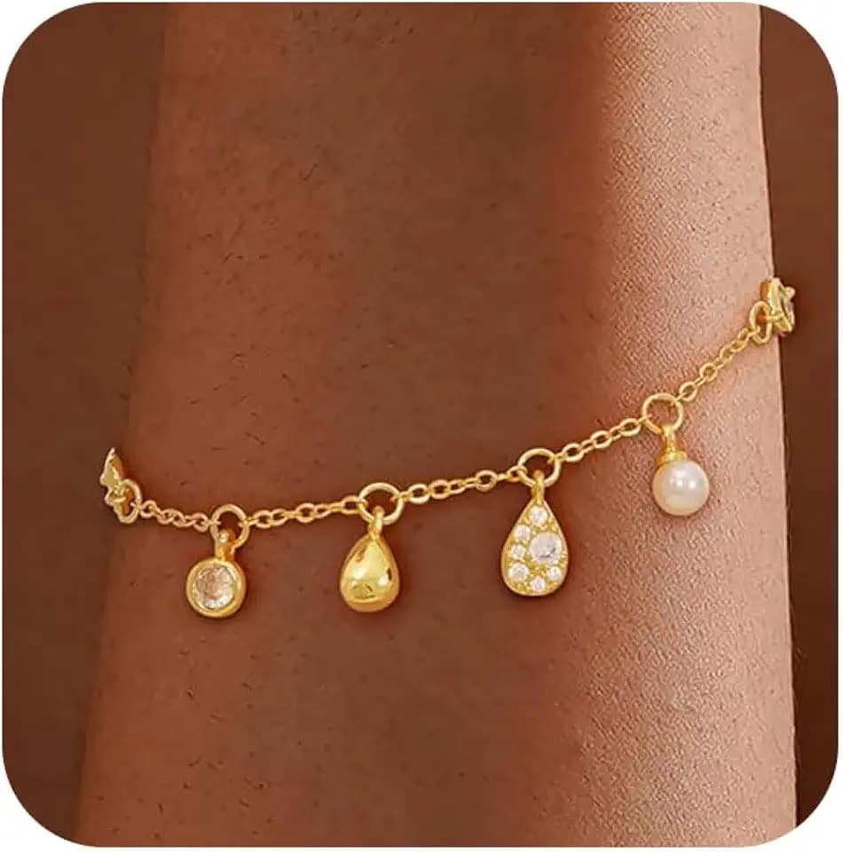Gold Bracelets for Women, Dainty Friendship Charm Bracelet