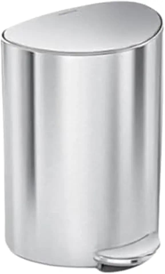 simplehuman Semi-Round Step Can, 6L / 1.6 Gallon Bathroom Trash Can, Liner Pocket®, Sleek Internal Hinge, 150,000-Step Pedal, Lid Shox® Silent Close, Brushed Stainless Steel