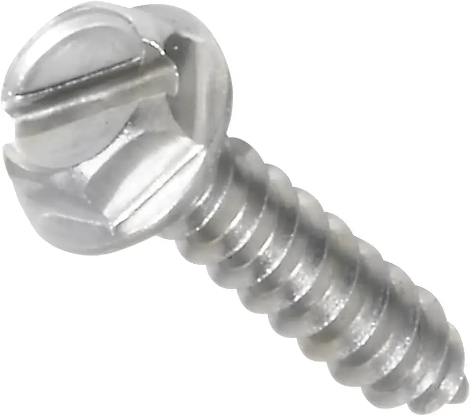 #14 x 1 Hex Washer Head Sheet Metal Screws, External Hex Drive, Stainless Steel 18-8, Full Thread, Bright Finish, Self-Tapping, Type A, Quantity 50 By Fastenere