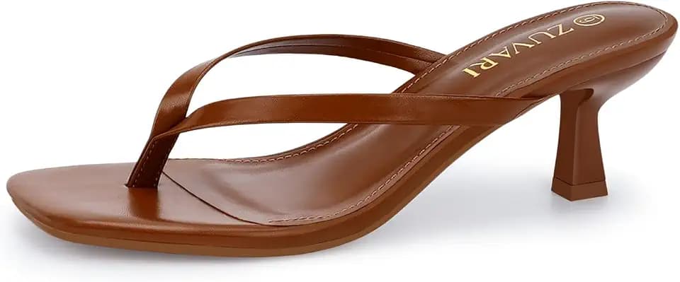 Kitten Heels for Women, Square Toe Flip Flop Kitten Heel Sandals