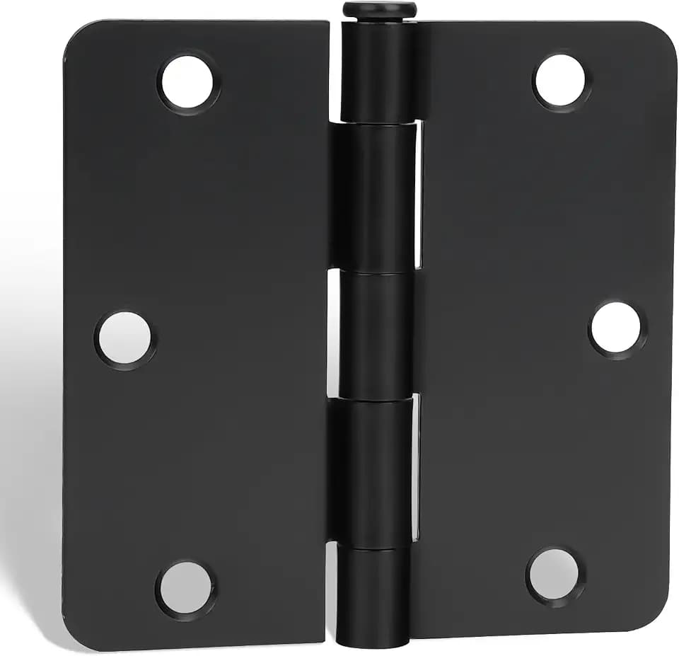 goldenwarm 24Pack Matte Black Door Hinges 3.5 Inch Rounded Interior Door Hinges Black Matte 3-1/2'' with 1/4'' Radius Corners