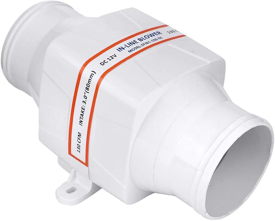 Dioche 12V Inline Luftgebläse Luftgebläse 3 '',Abluftventilator Für Wohnmobile Anhänger Yachten,130CFM, 3800LPM, hochwertiges ABS, leiser wasserdichter Abluftventilator