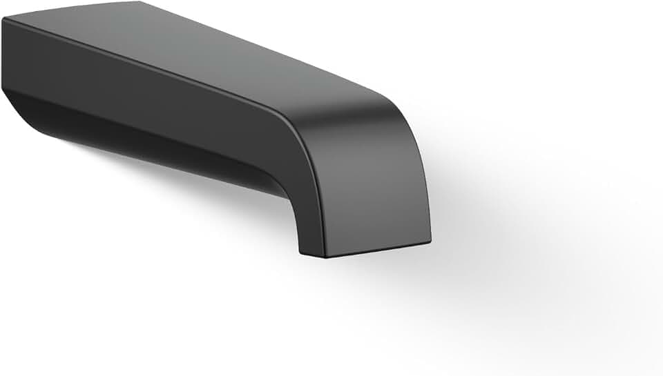 KOHLER K-30105-BL Pitch Wall-Mount Non-Diverter Bath Spout, Sleek Design, Corrosion Resistant, Matte Black