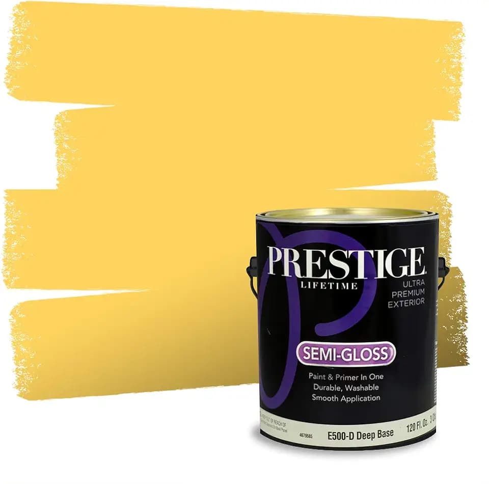 PRESTIGE Paints Exterior Paint and Primer In One, 1-Gallon, Semi-Gloss, Comparable Match of Valspar* Summer Gold*