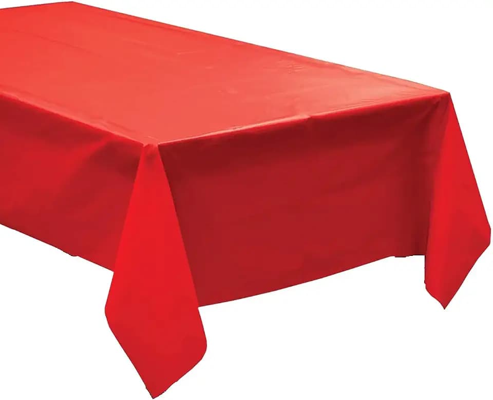Pack of 4: Disposable Plastic Tablecloths/Table Covers, 54 x 108 inches Rectangle Table Cover Waterproof & Disposable – Ideal for Birthday Parties, Weddings, Picnics, and Events (Red)