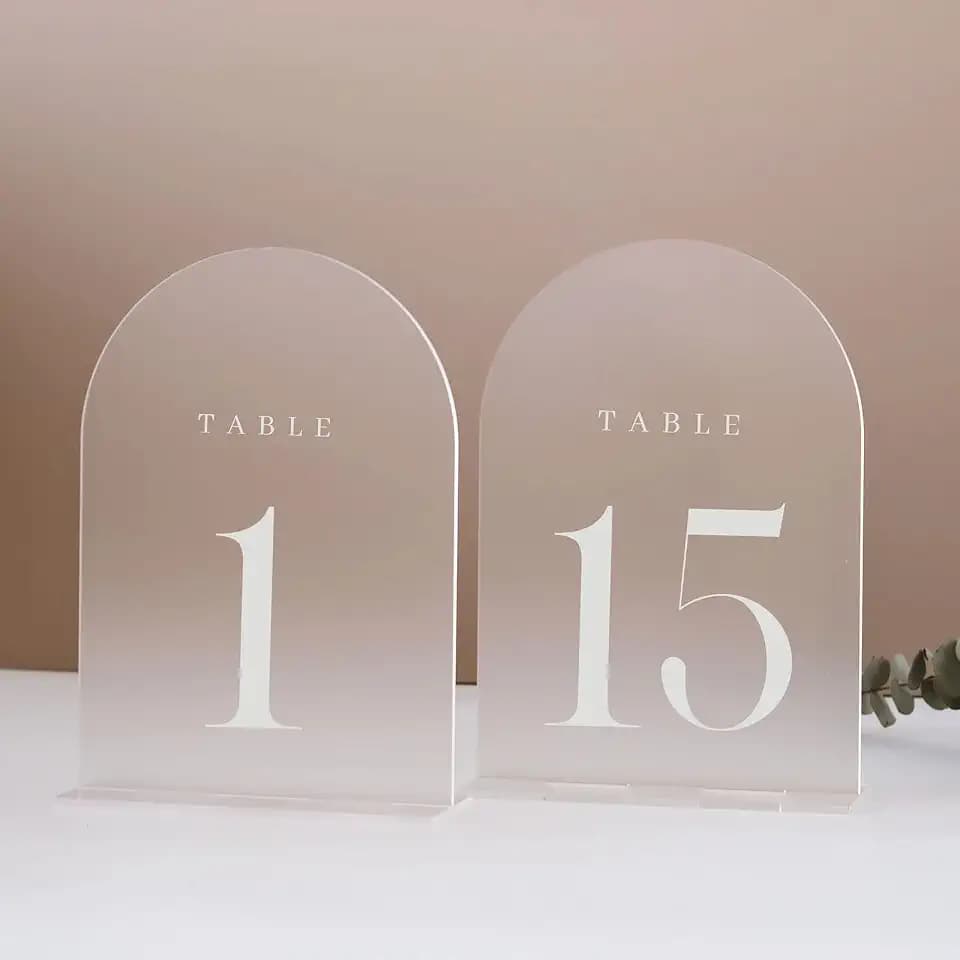 Frosted Arch Table Numbers for Wedding, 15 Pack 5"x7" Frosted Arch Acrylic Signs with Holder Acrylic Table Numbers 1-15, Perfect for Wedding Centerpiece Decoration