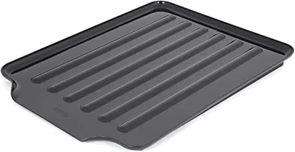 Copco Large Black Drain Board Fits Under Any Large Dish Rack to Catch Water or for Larger Pots Alone, Angled Base Allows for Self Draining with Raised Ribs to Prevent Water from Puddling