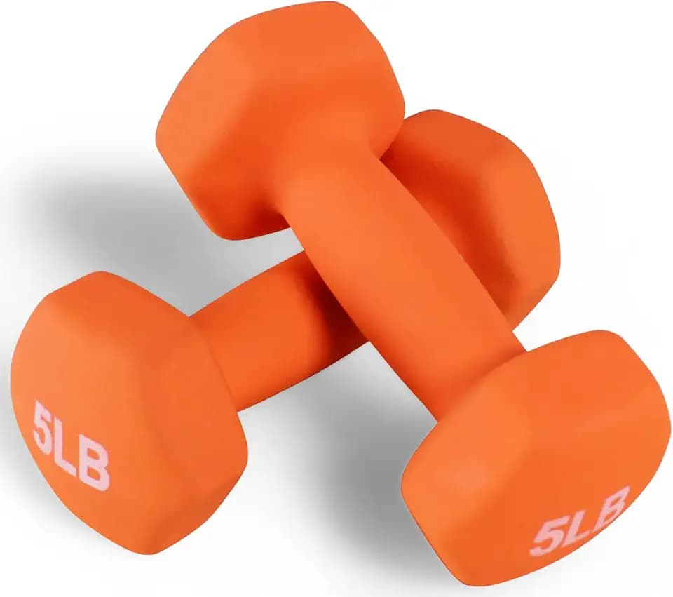 Fitvids Neoprene Dumbbell Hand Weights, Anti-Slip, Anti-roll, Hex Shape Colorful, Pair or Set with Stand