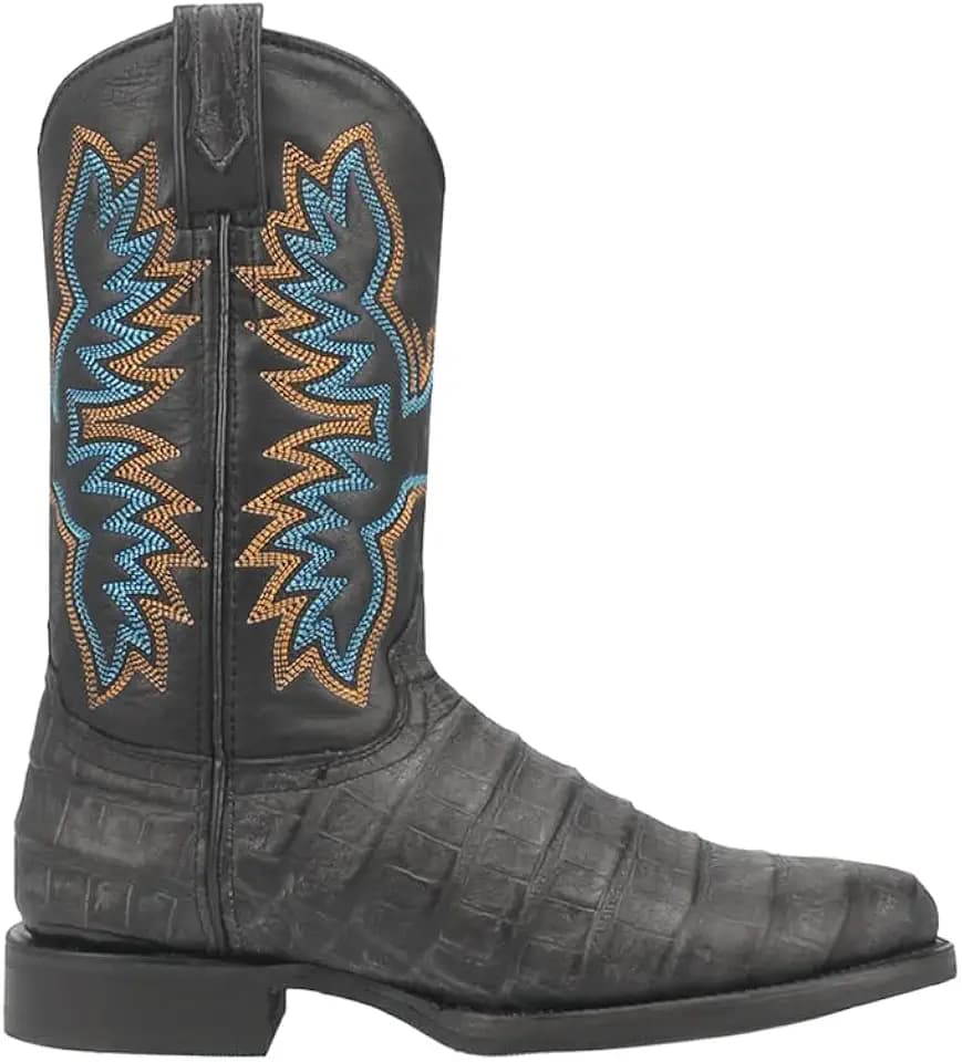 Dingo Mens Trail Boss Alligator Embroidered Round Toe Pull On Casual Boots Mid Calf