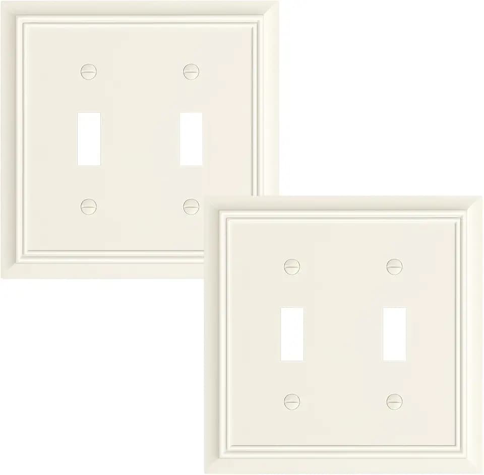 2-Pack Natural Bamboo Fiber Double Toggle Light Switch Cover Plate