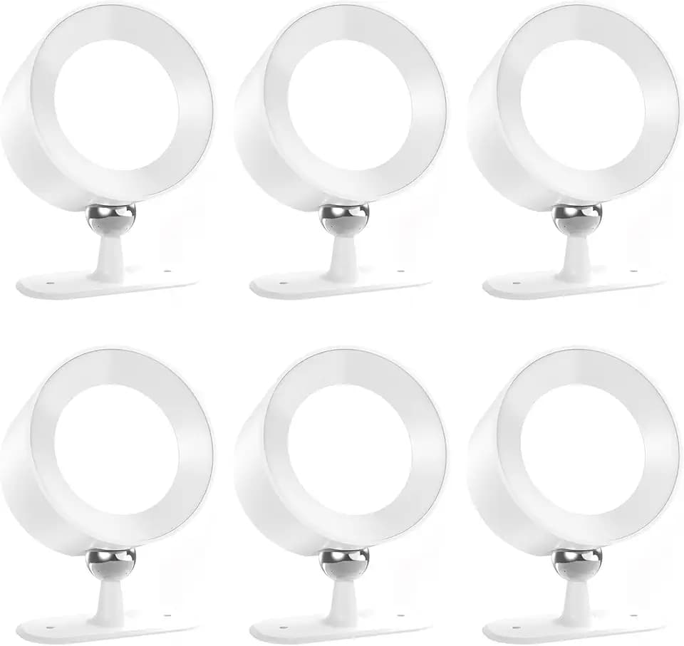 Aomees Wall Lights Battery Operated Wall Sconce, 3 Color Temperatures & 3 Brightness Levels & Remote and Touch 360°Rotation, Mounted Cordless Lamp Magnetic Rechargeable Led Lights for Bedroom 6pcs