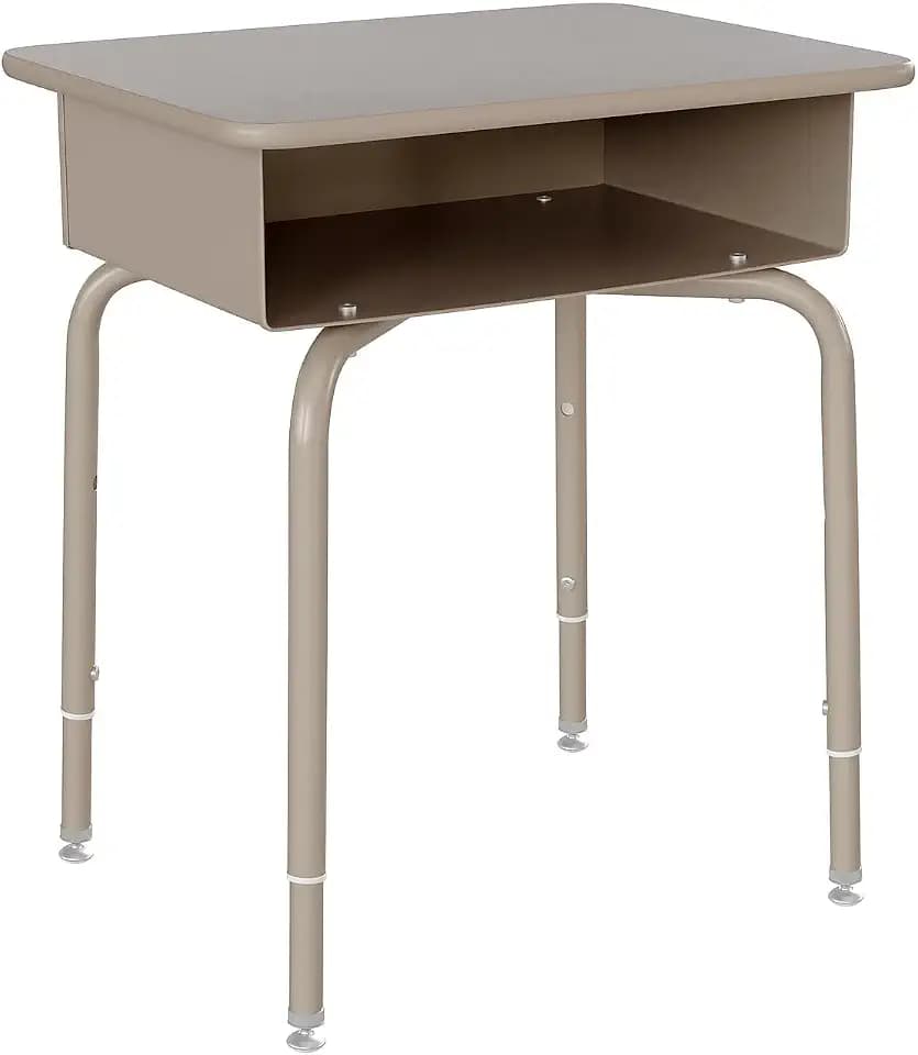 Flash Furniture Billie Student Desk - Gray Granite Open Front School Desk - Silver Metal Frame - 24"W x 18"D Adjustable Height, Durable for School or Remote Learning