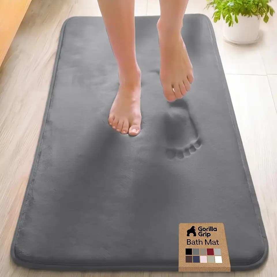 GORILLA GRIP® Memory Foam Bath Rug for Bathroom, 48x24 Graphite Gray