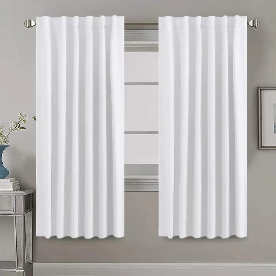 H.VERSAILTEX White Curtains Thermal Insulated Window Treatment Panels Room Darkening Privacy Assured Drapes for Living Room Back Tab/Rod Pocket Bedroom Draperies, 52 x 72 Inch, 2 Panels
