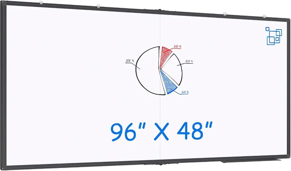 Maxtek Magnetic Dry Erase Board 96 x 48, Large White Board for Wall, Black