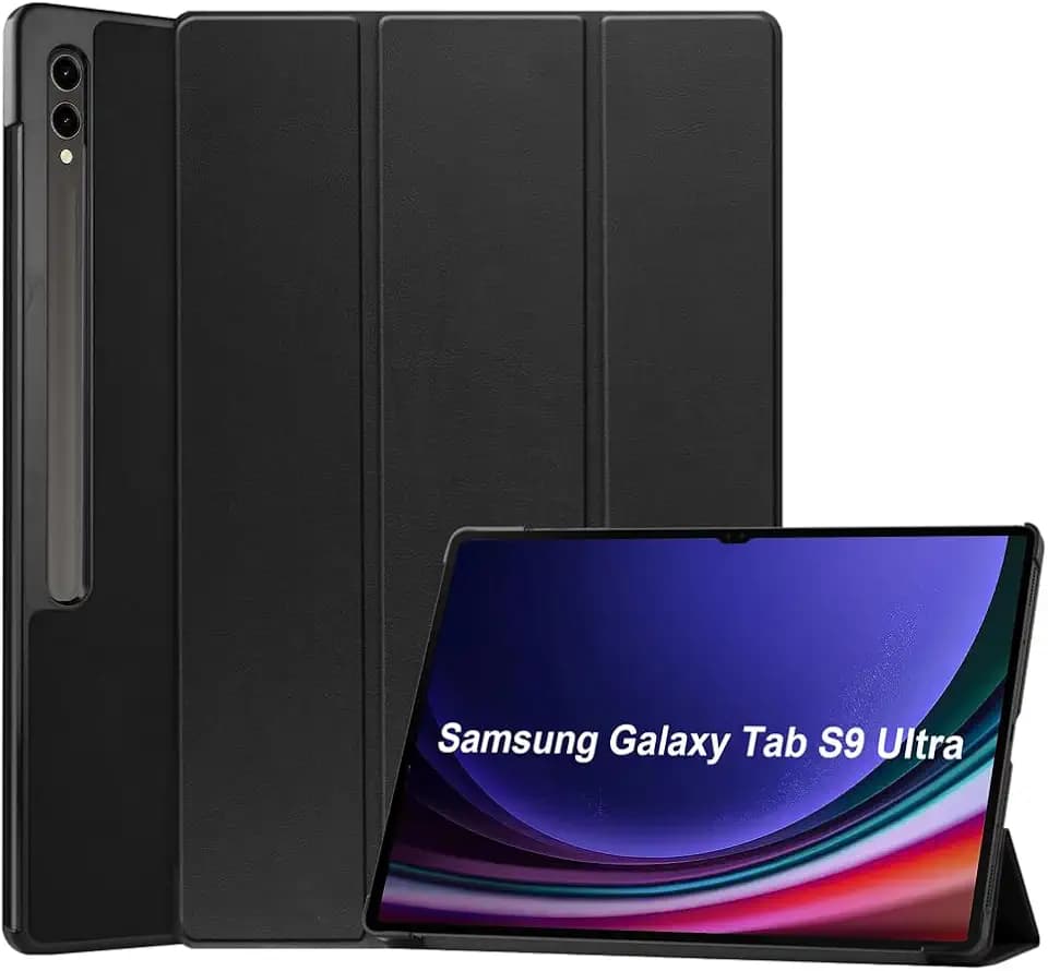 Kepuch Custer Hülle für Samsung Galaxy Tab S10 Ultra 14.6" X920 X926B / S9 Ultra X910 X916B X918U / S8 Ultra X900 X906,Smart PU-Leder Hüllen Schutzhülle Tasche Case Cover - Schwarz