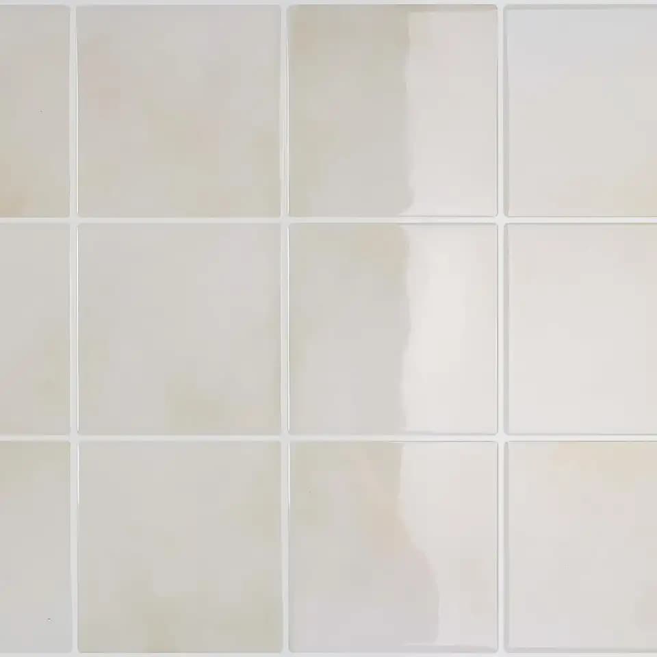 CRE8TIVE 4 Sheets Cream Beige Peel and Stick Tile Backsplash, Square Tiles Stick on Backsplash for Kitchen, 12"x12" Self Adhesive Waterproof Wall Tile Stickers for Bathroom, Laundry Room, Living Room