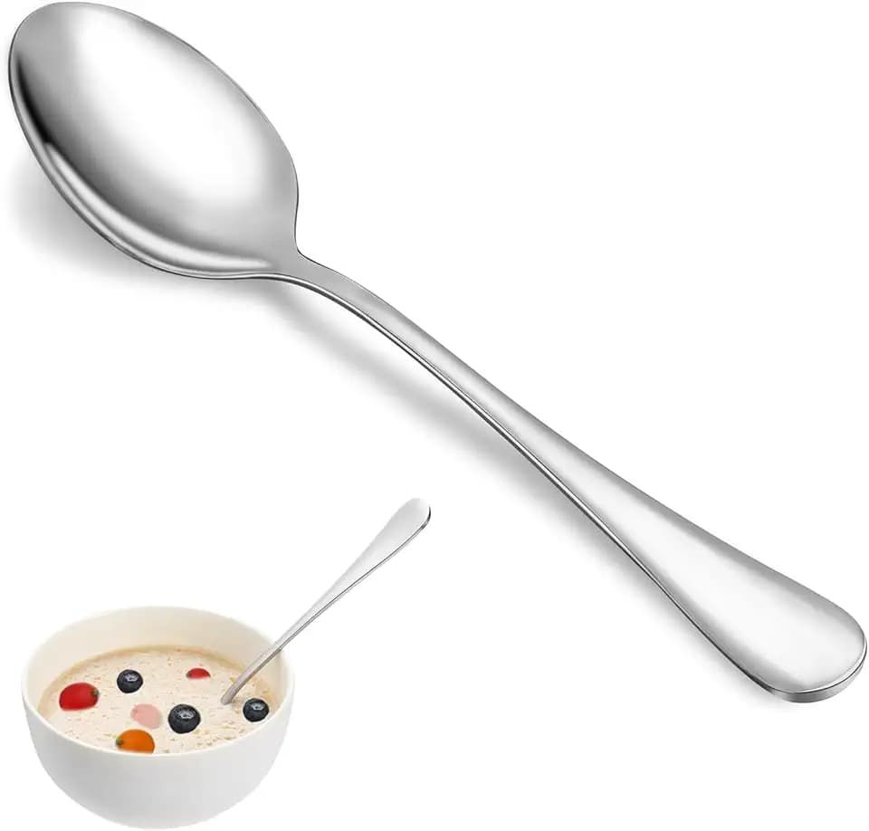MUTNITT Dinner Spoon Set,16 Pcs 7.3" Tablespoons,Premium Food Grade Stainless Steel Spoons,Durable Metal Spoon,Tablespoon,Silverware Spoons Only,Mirror Finish & Dishwasher Safe,Use for Home,Restaurant