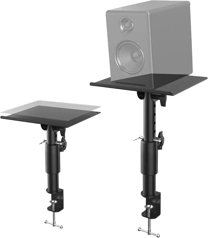 Lautsprecher ständer,Monitor Lautsprecher Ständer mit Schreibtisch Klemme,Höhe und Neigung einstellbar,Speaker Stand Tragfähigkeit bis zu 30 kg,Black
