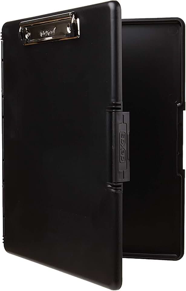 Dexas Slimcase 2 Plastic Clipboard with Storage and Side Opening, Black, Office Supplies Clipboards to Organize, Carry and Store, A4 Holder, Style and Functionality Nursing Clipboards