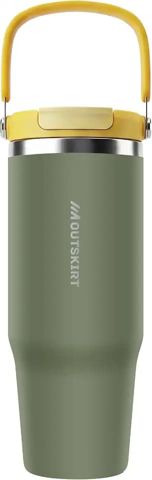 OUTSKIRT Water Bottle Insulated Stainless Steel, Green, 32 Oz
