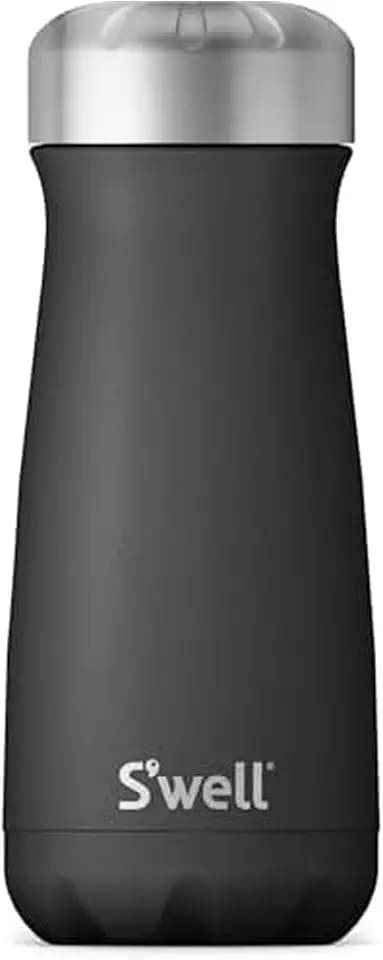 S'well Stainless Steel Traveler - 16 Fl Oz - Onyx - Triple-Layered Vacuum-Insulated Travel Mug Keeps Coffee, Tea and Drinks Cold for 24 Hours and Hot for 12 - BPA-Free Water Bottle