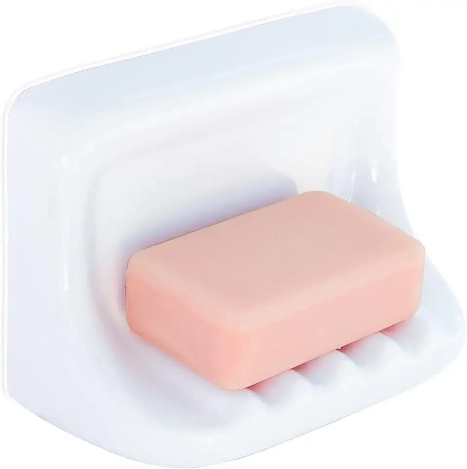 White Vintage Ceramic Soap Dish for Shower Wall,Retro Ceramic Soap Holder Porcelain Soap Tray for Home Bathtub Bathroom Sink Shower Wall-No Bumps on The Back, Surface Mounted