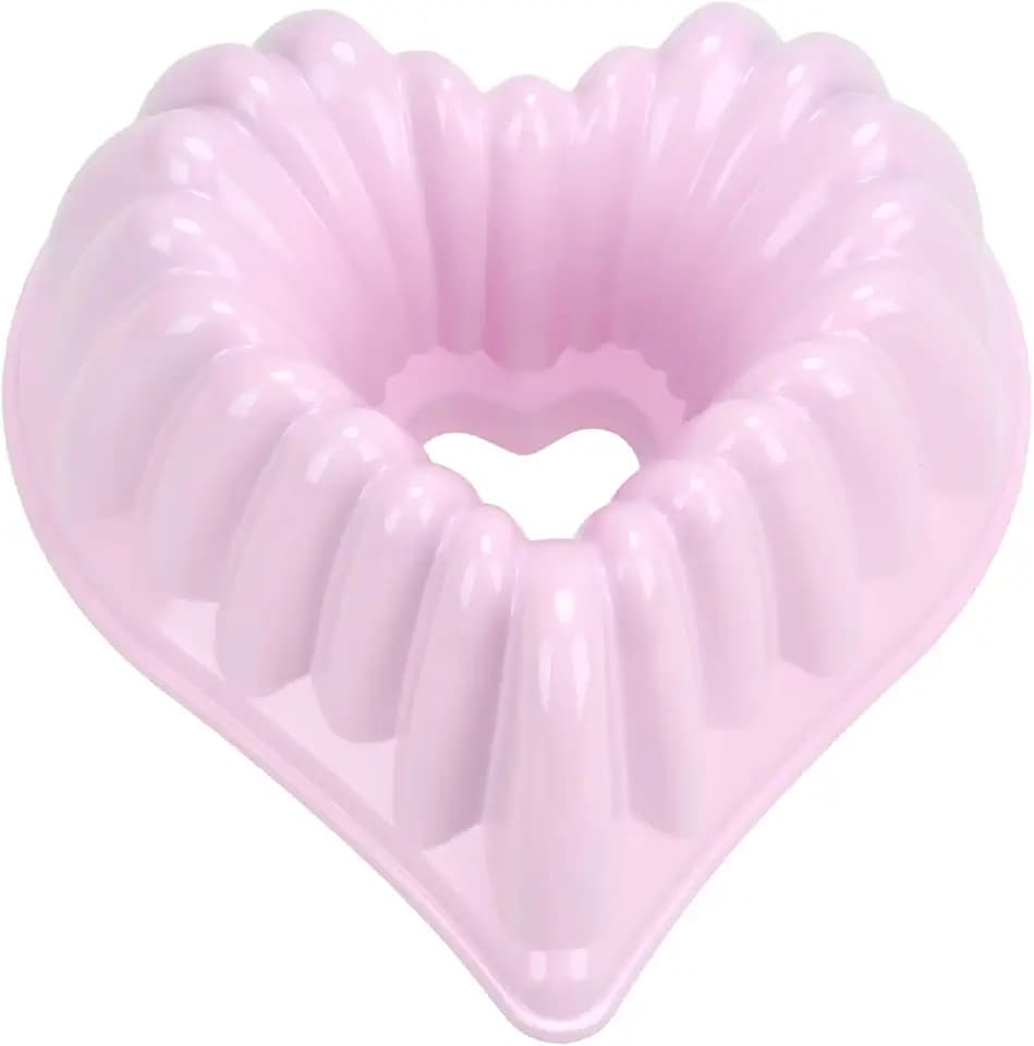Heart Cake Pan, Aluminium Heart Shaped Cake Mold Nonstick Baking Mold Dishwasher Safe Fluted Cake Pan for Valentine’s Day Birthday Wedding Christmas (Pink)
