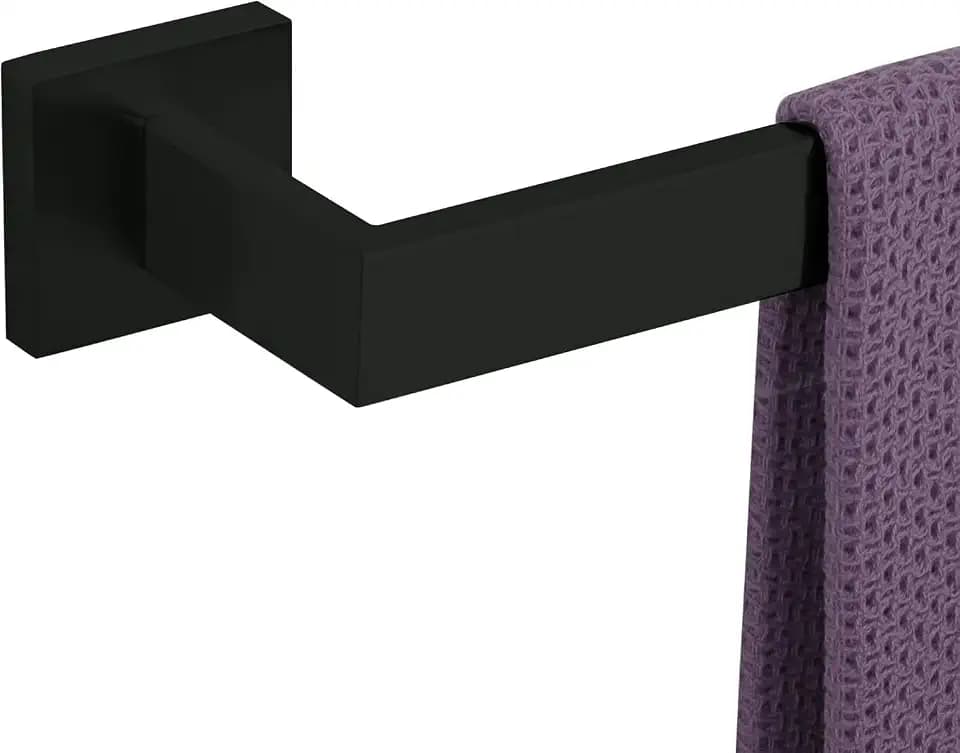 20 Inch Towel Bar for Bathroom 12/16/20/24/28/32/36 Inch Kitchen Towel Holder Matte Black Towel Rod Wall Mounted SUS304 Rustproof Towel Rack Modern Square Design (1, Matte Black, 20 Inch)