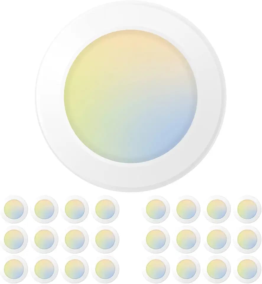 Amico 24 Pack 5/6 Inch LED Disk Lights, Dimmable Flush Mount Ceiling Disc