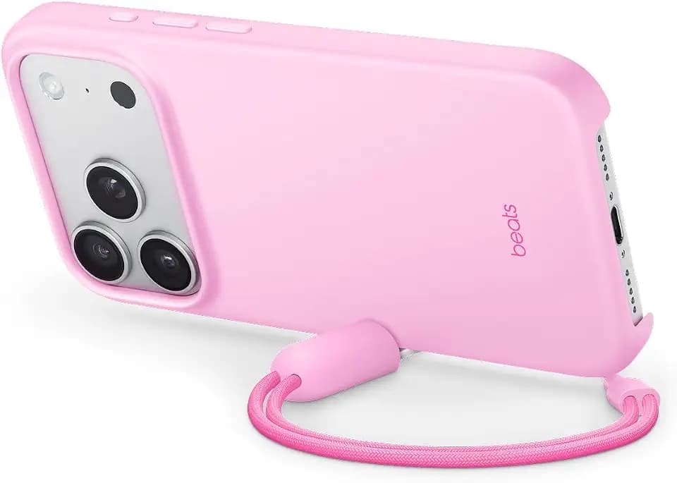 Beats iPhone 17 Pro Kickstand Case with MagSafe & Camera Control, Built in Stand & Lanyard, Matte Finish with Microfiber Lining – Pebble Pink