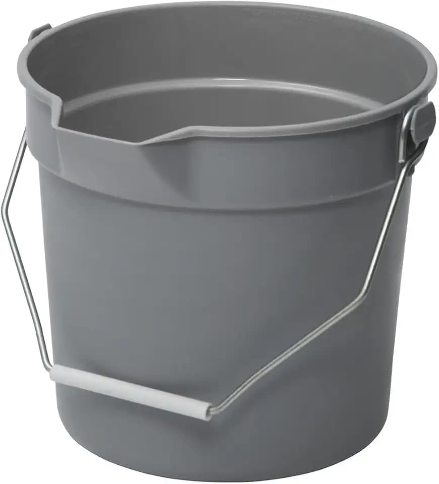 Winco 10 qt Gray Heavy-Duty Plastic Bucket/Utility Pail with Pour Spout