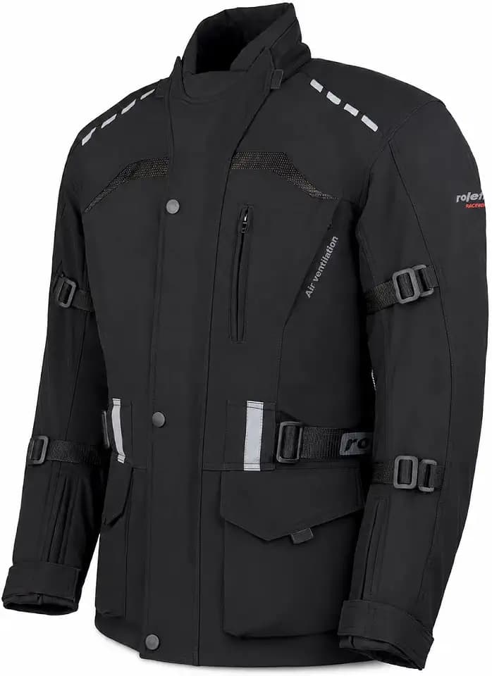 Roleff Motorradjacke RO1512 - Softshell Motorradjacke mit Protektoren und Klimamembrane, Schwarz, S-3XL