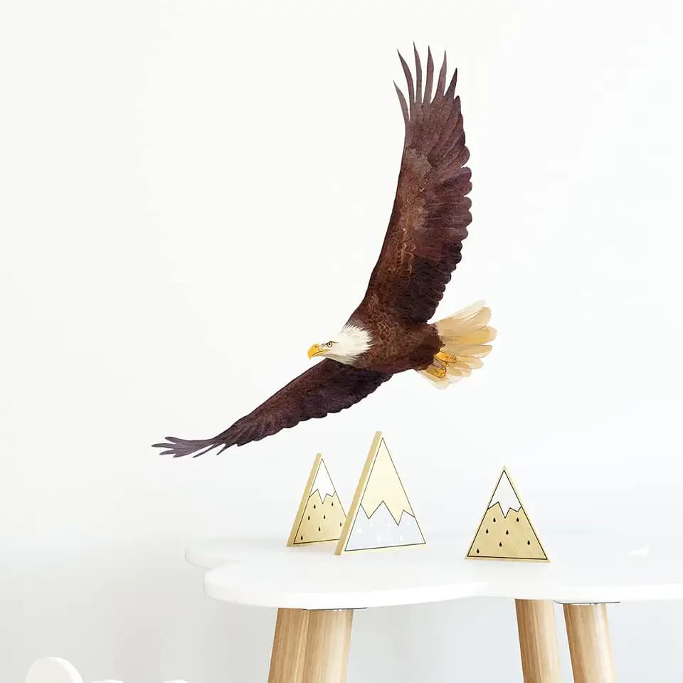 Flying Bald Eagle Wall Decal Bird of Prey Animal Wall Sticker