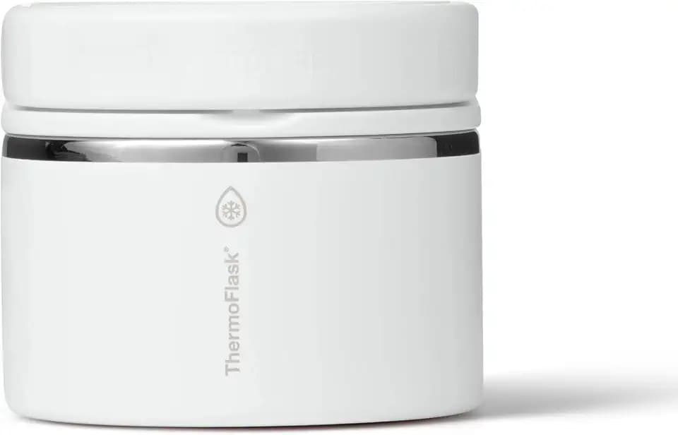 ThermoFlask Insulated Food Jar with Leakproof Lid (12 oz, White) - Stainless Steel Food Containers for Hot & Cold Meals, Lunch, Soup & Snacks
