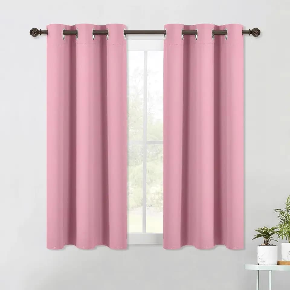 NICETOWN Bedroom Curtains Blackout Drapery Panels, 2 Panels, 42 x 54 Inch, Rouge Pink, 3 Pass Microfiber Thermal Insulated Solid Ring Top Blackout Window Curtains/Drapes