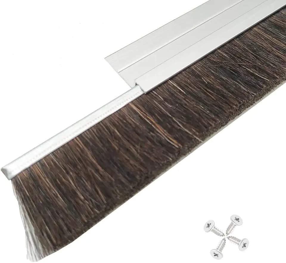 Horsehair 12 Sets 2.16 x 39.37 Inches Sweep Brush Door Sweep Door Brush Seal Roll Up Door Garage Door Sweeps Suitable for Various Floors Easy Mounting (2.16 in, 12)