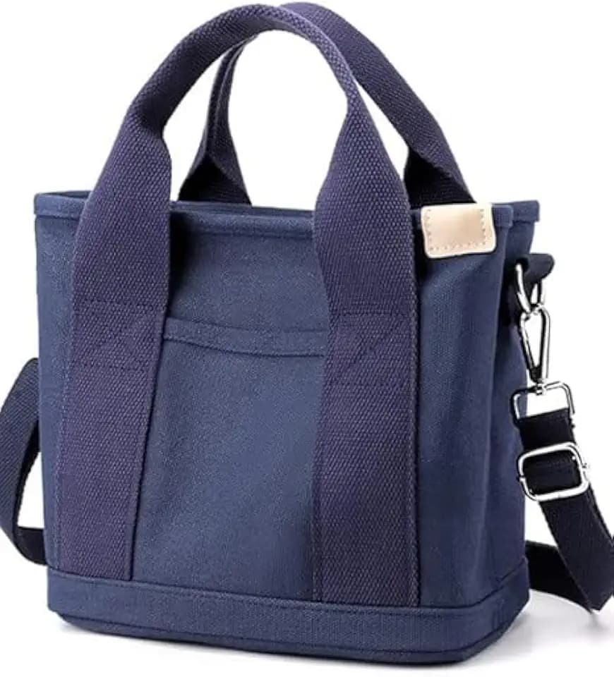 Small Tote Bag with Zipper, Canvas Multi-Pocket Crossbody Bag Shoulder Bag Satchel Hobo Bag