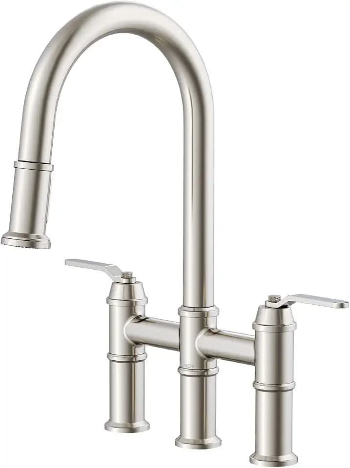Gerber Kinzie 3-Hole Bridge Pull-Down Kitchen Faucet, Stainless Steel