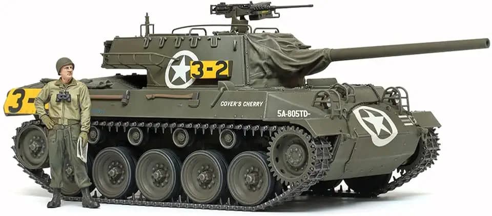 Tamiya Army 35376 1:35 US M18 Hellcat Tank Destroyer-Faithful Replica, Plastic, Crafts, Model Kit, Assembly, Unpainted, Multicoloured